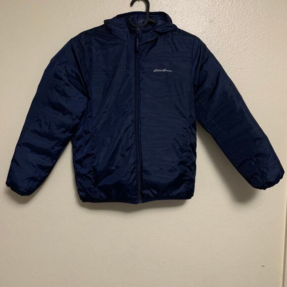 Eddie Bauer Reversable Puffer Jacket Blue Boys Size M (10/12) - Picture 2 of 6